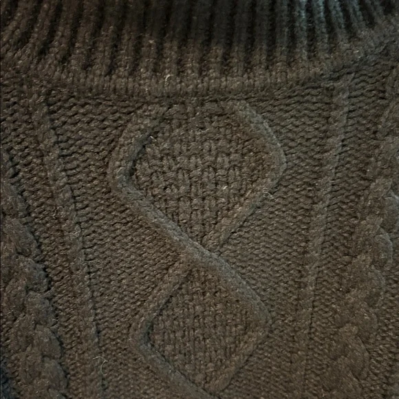 Eddie Bauer wool blend black cAble knit turtleneck boxy fit 4X - Picture 2 of 8